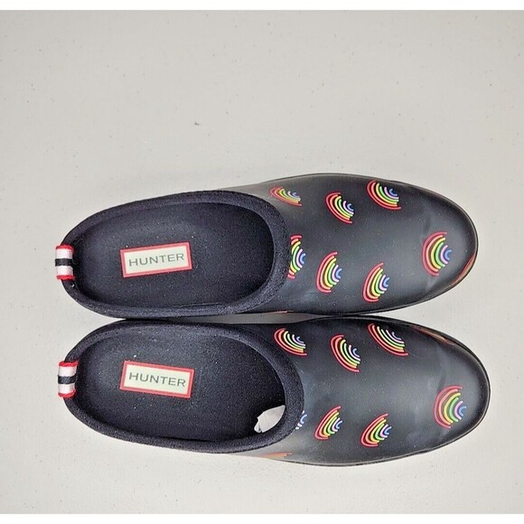 Nwb Hunter Women's Original Waterproof Play Mini Rainbow Print Clogs Size 8 - Picture 5 of 12